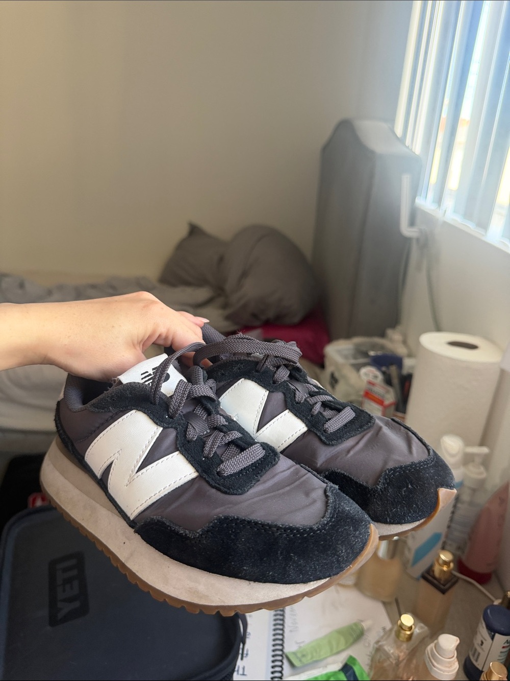 New Balance Gray, White & Black Retro Runner Sneakers